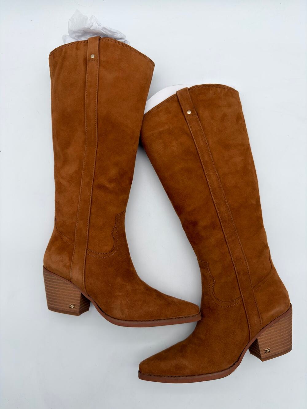 Sam Edelman Wyatt KneeHigh Frontier Brown Suede 8 WideCalf Cowgirl Western Boots